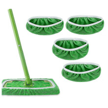 (L, green) 4PCS Home Cleaning Mop Replacement Cloth Thickened Flat Mop Pad Microfiber Wet And Dry Mop Cloth Replacement Accessories