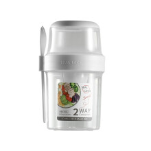 Tasse à salade/repas shaker portable pour fruits et légumes avec boîte à vinaigrette compatible, petit modèle blanc