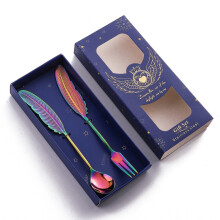 304 Stainless Steel Feather Spoon compatiblek Literary Tableware,