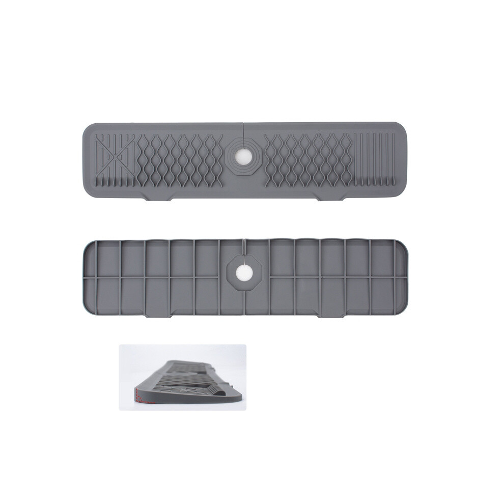 Sloping Silicone Faucet Drain Mat, Faucet Splash Guard, Bathroom And Kitchen Mat, Waterproof Slope (Grey) 6083684935411