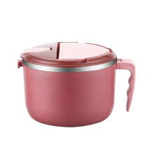 304 Stainless Steel Instant Noodle Bowl, Multi-purpose Bowl, Student Dormitory Lunch Box, Instant Noodle Bowl, Multi-purpose Soup Bowl (Coral Pink)
