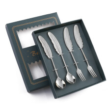 304 Stainless Steel Feather Spoon compatiblek Literary Tableware,