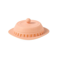 Silicone drain cover for kitchen and bathroom, press-button odor-proof cover with filter (pink)