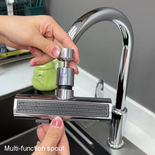 Multi-functional Flying Rain Waterfall Spout Connector Kitchen Faucet Splash Universal Swivel Bubbler,Silver 1