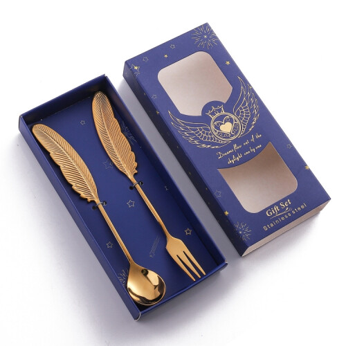 304 Stainless Steel Feather Spoon compatiblek Literary Tableware,