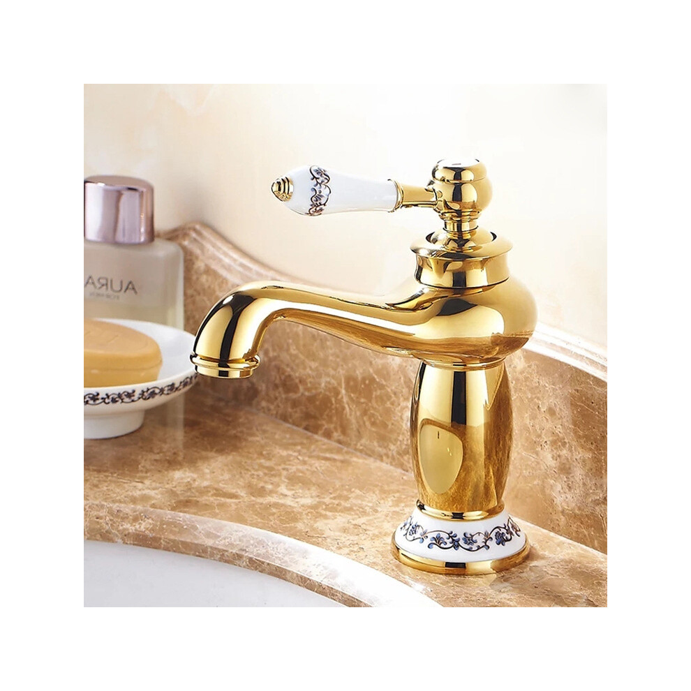 Antique Hot And Cold Bathroom Washbasin Faucet, Short Model+Water Inlet Pipe 6083684935862