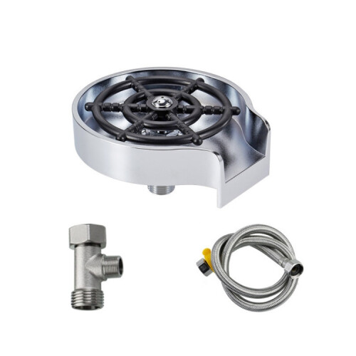 Automatic Faucet High Pressure Spray Washer, Silver+Soft Hose+G9/16 Three-way