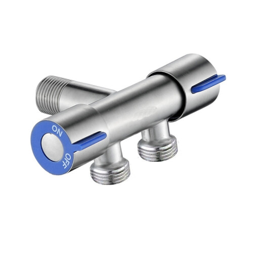 Stainless Steel One-In-Two-Out Multi-Function Three-Way Valve Faucet,Double 4-point Thread