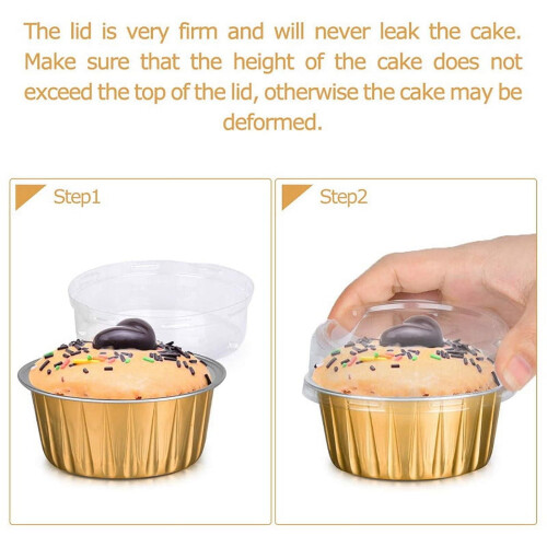 Gold Aluminum Foil Baking Cups with Lids – 50 Pack 1