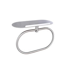 Stainless Steel Towel Ring with Shelf No Drill Wall-Mounted Storage Organizer compatible Bathroom and Kitchen Z-1 Silver