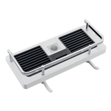 Shower Rod Shelf Elevated Shower Tray Multifunctional Bathroom Storage Rack(Circular Hole White)