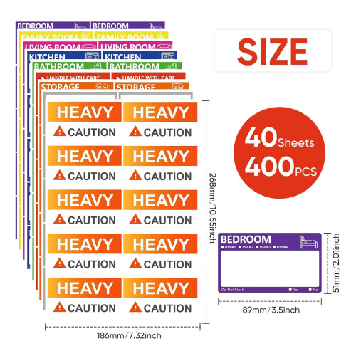 3.5 2Inches Removable Home Moving Box Packing Labels 9 Designs 2
