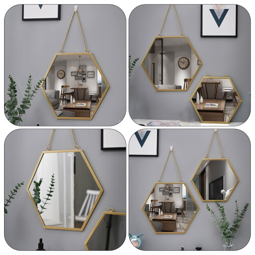 Vintage Gold Hexagon Wall Mirror 1