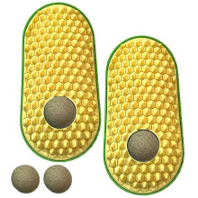 (yellow, A) Pea Hair Scrubber, Cat Self-Grooming Arch, Itch Relief Toy, Massage Brush, Face Groomer for Pets, with Worm-like Balls Replacement