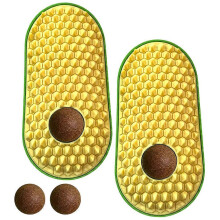(yellow, B) Pea Hair Scrubber, Cat Self-Grooming Arch, Itch Relief Toy, Massage Brush, Face Groomer for Pets, with Worm-like Balls Replacement