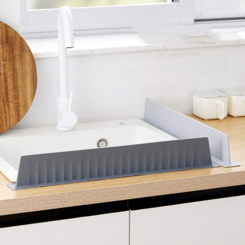 Silicone Kitchen Sink Splash Guard Countertop Water Blocking Splashback(White) 1