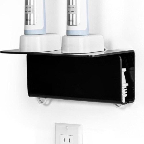 Acrylic Wall-mounted Bathroom Electric Toothbrush Holder(Black) 1