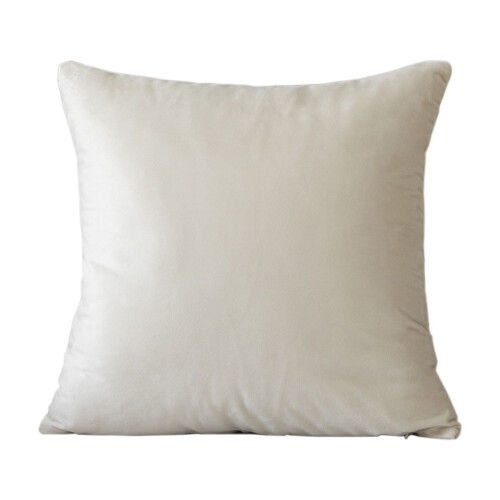 Funda de cojín de sofá de chenilla, 45x45 cm, color beige. 1