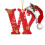 Christmas Letter Ornament Red Hat Initial W 27 Letters 6