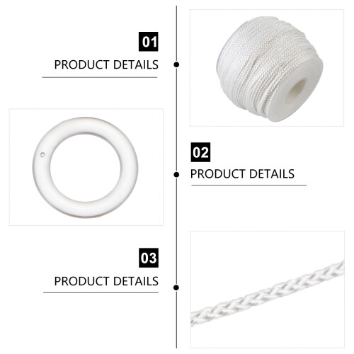 Vit plastgardinstrådsset med 100 ringar 2