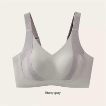 (90, grey) Rabbit Ear Cup Big Chest Small Underwear Womens Summer Thin Style No Steel Ring Anti-sagging Seamless Sports Bra