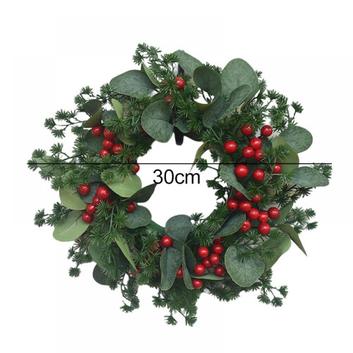 Guirlanda de Natal artificial de 30 cm com frutos vermelhos e eucalipto. 1