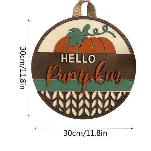 Pumpkin Wood Welcome Wreath 30cm 1