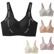 (75, black) Rabbit Ear Cup Big Chest Small Underwear Womens Summer Thin Style No Steel Ring Anti-sagging Seamless Sports Bra