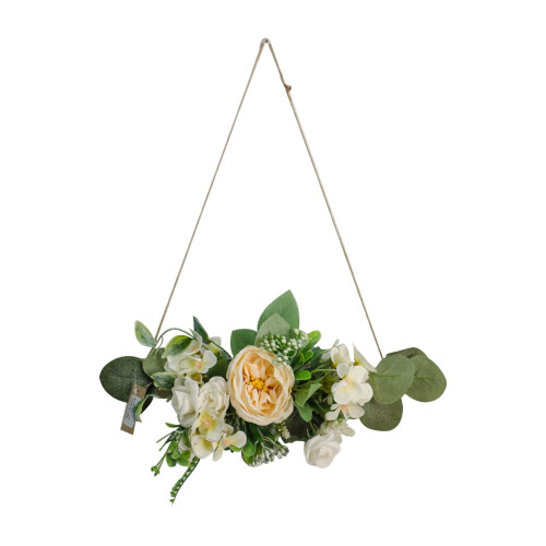Artificial Peony Wreath Wall Decor 12cm x 38cm 1