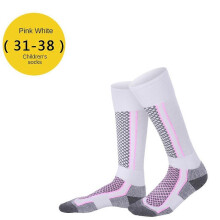 (Childrens Edition, Pink White) 2 pair Long Warm Breathable Ski Socks Thicken Winter Sports Men Women Child UK Hot