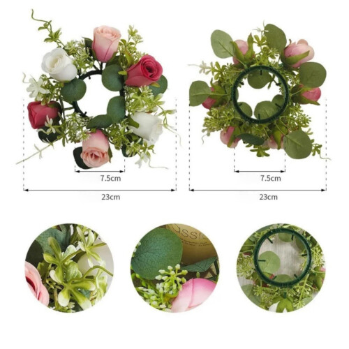 Eucalyptus & Rose Candle Ring Wreath 1
