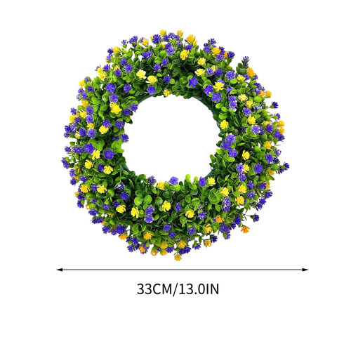 Plastic Eucalyptus Wreath with Flowers 33 cm 2