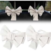 (white) 2 pcs Bowknot Design Car Seat Back Hooks,Multipurpose Automotive Organize Decoration