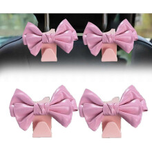 (pink) 2 pcs Bowknot Design Car Seat Back Hooks,Multipurpose Automotive Organize Decoration