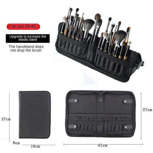(updated version) 29-Hole Folding Makeup Brush Storage Bag Zipper Large Capacity Folding Makeup Brush Storage Bag
