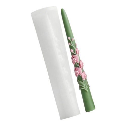 Long Handle Silicone Floral Relief Mould For Scented-5613