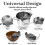 Silicone Pasta Strainer Wide Mouth Colander(Gray) 3