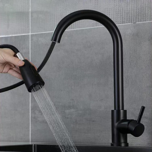 Pull-Out 3 Modes Kitchen Faucet Hot/Cold Water Mixer Tap With Base(Brushed Silver) 2