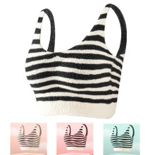 (M, black) Reversible Warm Velvet Thermal Underwear Bustier Cups One Piece Bustier Sleep Bra