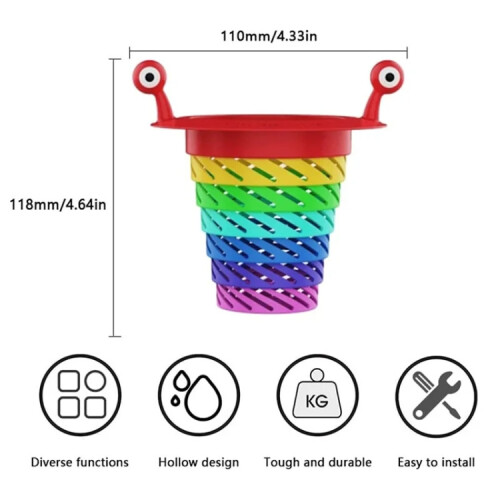 Retractable Rainbow Monster Universal Floor Drain Kitchen Sink Strainer(110x118mm) 2