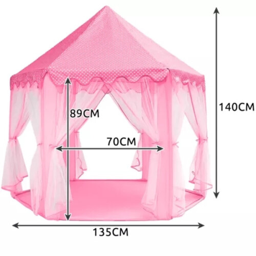 Cort de joacă hexagonal roz pentru copii, 135x135x140cm 1