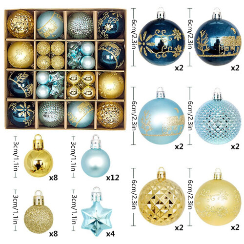 Boules de Noël à suspendre colorées, 44 pièces 2