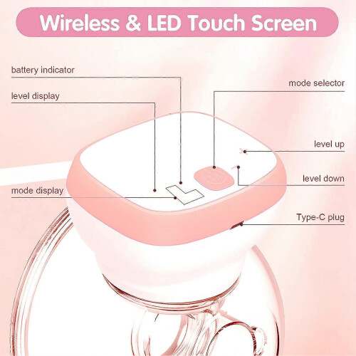 Hands Free Breastfeeding Pump Large Suction Touch Button Portable LED Electric Wearing Chest Pump 2