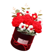 Bouquets de roses en laine au crochet, fleurs tissées à la-2