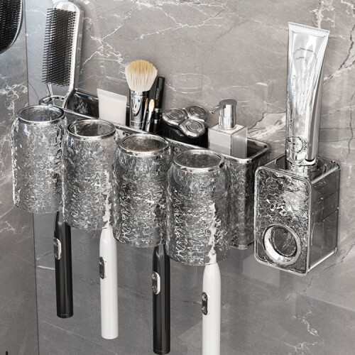 Bathroom Toothbrush Organizer Household Multifunctional Storage Rack, Single Cup Transparent 1