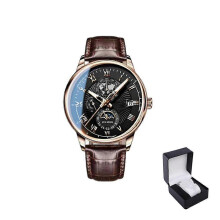 (color04) Men,Watch Leather Waterproof Luminous Men's Quartz Wristwatch Luxury Man Watches