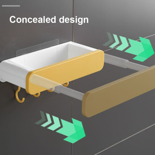 Retractable Washbasin Rack Without Punching Toilet Rack Without Storage (White Gray) 2