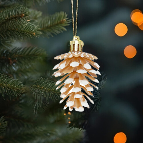 Pinecone Christmas Ornament Plastic Beige 6 pcs 2