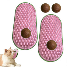 (pink, A) Pea Hair Scrubber, Cat Self-Grooming Arch, Itch Relief Toy, Massage Brush, Face Groomer for Pets, with Worm-like Balls Replacement