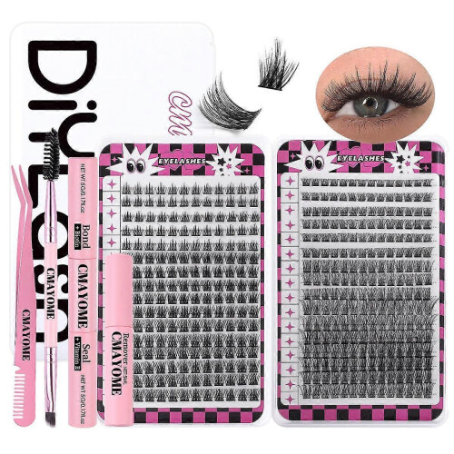 (G) Hot DIY Single Eyelash Extension Natural Thick D Curl Split Segment Lash Eyelashes